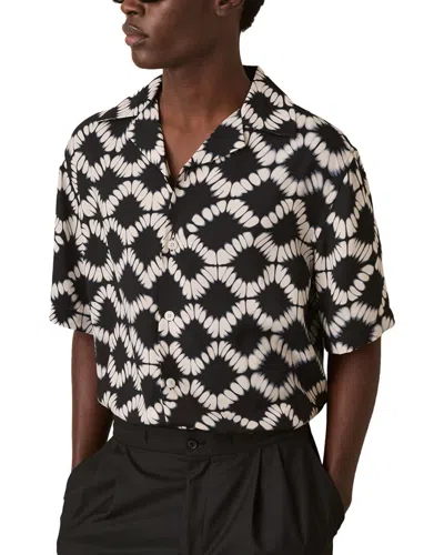 Reiss Mens Black Multi Makarb Abstract-pattern Woven Shirt In Blue