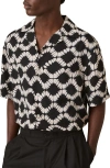 Reiss Mens Black Multi Makarb Abstract-pattern Woven Shirt