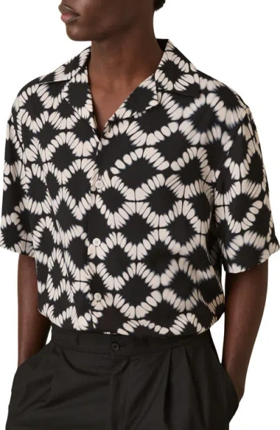 Reiss Mens Black Multi Makarb Abstract-pattern Woven Shirt