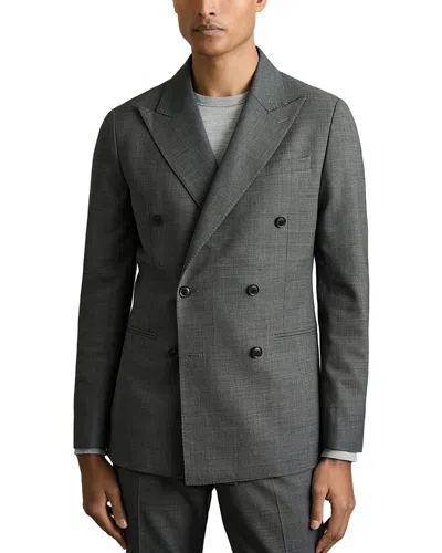 Reiss Malibu Peak Textured Wool-blend Blazer In Gray