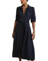 Reiss Malika Cap Sleeve Linen-blend Belted Midi Dress In Blue