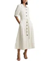 Reiss Malika Linen-blend Cap Sleeve Linen Belted Midi Dress In White