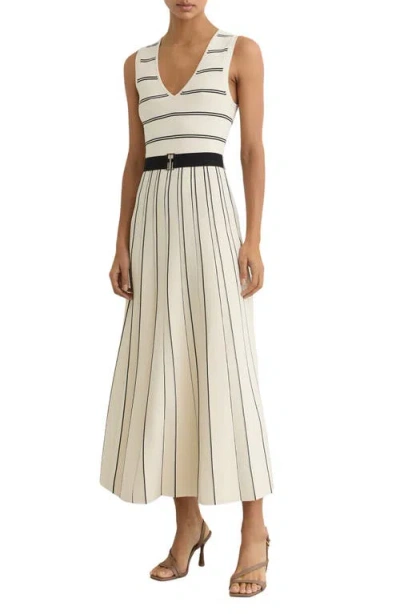 Reiss Mallory Sleeveless Stripe Knit Midi Dress In Multi