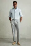 Reiss Soft Blue Garment Dyed Cotton Pique Oxford Shirt