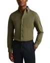 Reiss Khaki Malone Garment Dyed Cotton Pique Oxford Shirt In Khaki