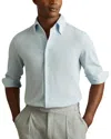 Reiss Malone Garment Dyed Pique Jersey Shirt In Soft Blue