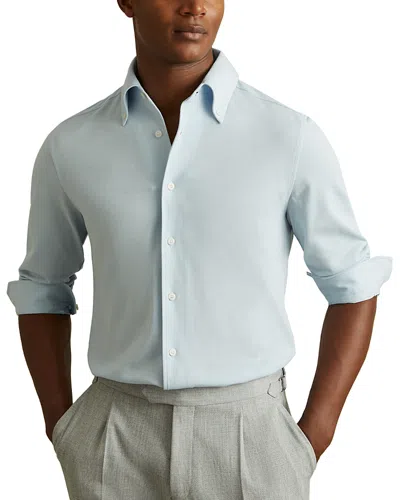 Reiss Malone Garment Dyed Pique Jersey Shirt In Soft Blue