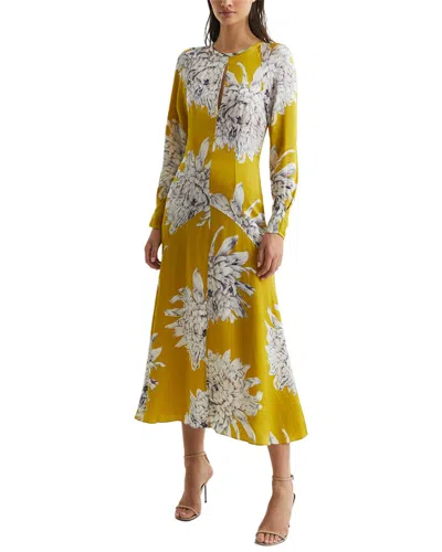 Reiss Mani Floral Printed Midi Dress In Green