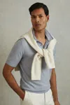 Reiss Soft Blue Melange Manor Merino Wool Polo Shirt