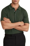 Reiss Kale Green Manor Merino Wool Short-sleeve Polo Shirt