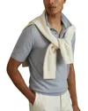 Reiss Soft Blue Melange Manor Merino Wool Polo Shirt In Soft Blue