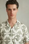 Reiss Sage Green Marabel Relaxed Printed Cuban Collar Shirt