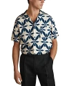 Reiss Marabel Printed Camp Shirt In Ecru/navy