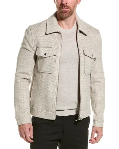 Reiss Maray Zip-through Wool-blend Jacket In Brown