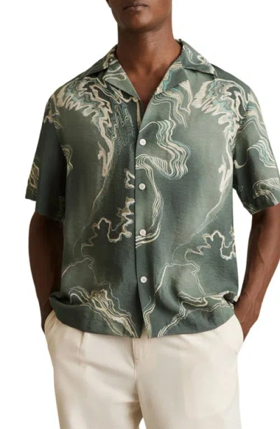 REISS REISS MARBLE CAMP SHIRT