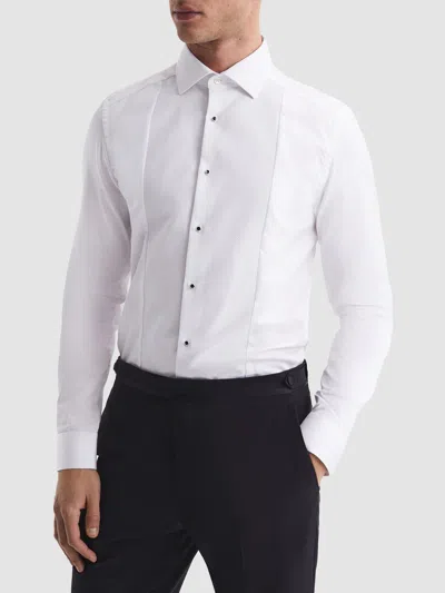 Reiss Marcel Cotton Regular Fit Tuxedo Shirt In White