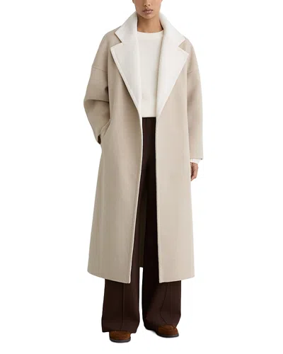 Reiss Marcela Two Tone Blindseam Coat In Brown