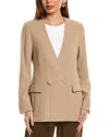 Reiss Womens Neutral Margeaux Collarless Woven Blazer In Brown