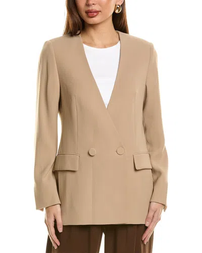 Reiss Womens Neutral Margeaux Collarless Woven Blazer In Brown