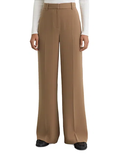 Reiss Womens Camel Margeaux Wide-leg Stretch-woven Trousers In Brown