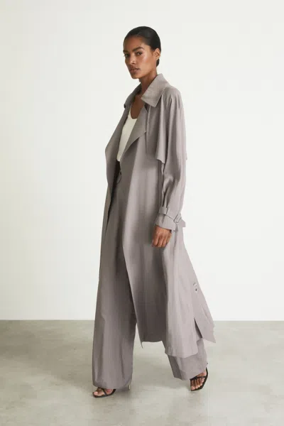 Reiss Grey Belted Trench Coat