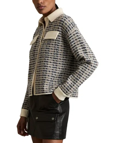 Reiss Margot Houndstooth Wool & Cashmere-blend Cardigan In Multi