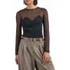 Reiss Womens Black Margot Sweetheart-neck Long-sleeve Stretch-mesh Top In Black