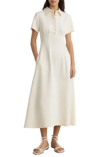 Reiss Mari Pleated Shirtdress In White
