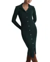 Reiss Maria Knitted Button Front Midi Dress In Green