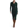 Reiss Green Maria Petite Button Through Bodycon Midi Dress In Green