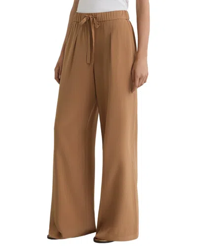 Reiss Maria Matte Silk Wide Leg Trouser In Brown
