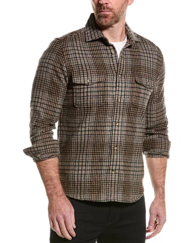 Reiss Marley Brushed Check Wool-blend Shirt In Brown