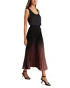 Reiss Womens Marlie Ombre-print Pleated Woven Midi Skirt Burgundy Black In Black