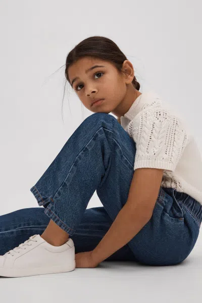 Reiss Kids' Marloe - Blue Junior Drawstring Waist Straight Leg Jeans, Age 5-6 Years