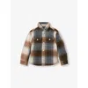 Reiss Brown Melange Brushed Tweed Checked Overshirt In Brown Melange