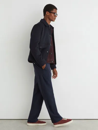 Reiss Maroon Red Anders Suede Suede Perforated-detail Trainers In Burgundy