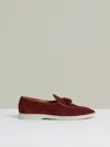 Reiss Maroon Red Suede Tassel Loafers In Burgundy