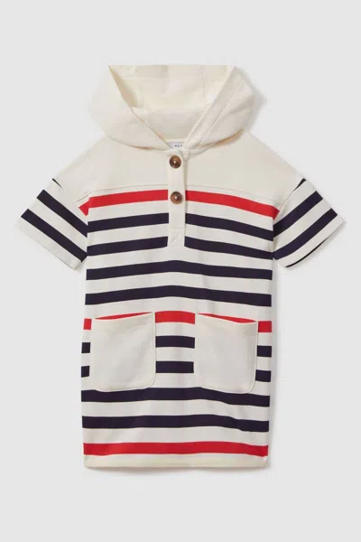 Reiss Martha - Ecru Striped Jersey Hooded Dress, Uk 13-14 Yrs