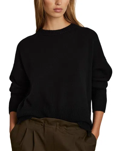 Reiss Martha Relaxed Crew Neck Wool & Cashmere-blend Sweater In Black