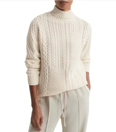 Reiss Martha Roll Neck Cable Knit Sweater In Cream In White