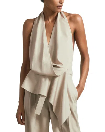 Reiss Matilda Halter Wool-blend Top In Neutral