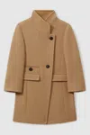 Reiss Maude - Camel Maude Teen Wool Blend Longline Double Breasted Coat In Camel