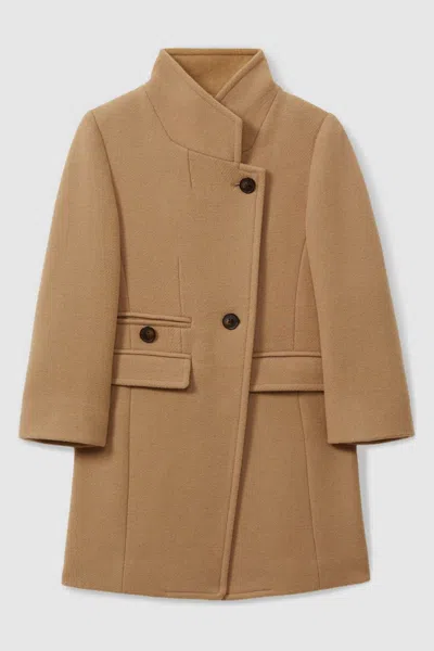 Reiss Maude - Camel Maude Teen Wool Blend Longline Double Breasted Coat