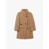 Reiss Girls Camel Kids Double-breasted Funnel-neck Wool-blend Coat 9-13 Years 11-12 In Camel
