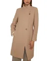 Reiss Light Camel Wool Blend Longline Double Breasted Coat In Brown