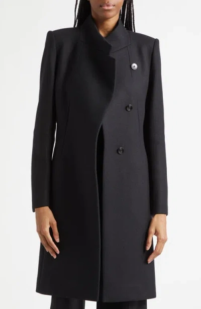 Reiss Max Asymmetric Collar Wool Blend Coat In Black