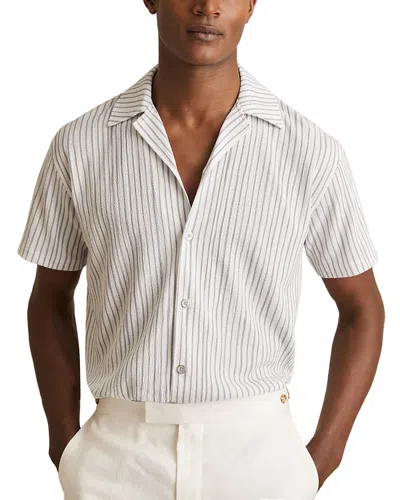 Reiss Max Striped Cuban Shirt In White