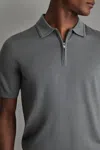 Reiss Dusty Green Maxwell Merino Wool Half-zip Polo Shirt