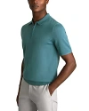 Reiss Maxwell Slim Fit Merino Wool Quarter Zip Short Sleeve Polo Shirt In Ocean Green
