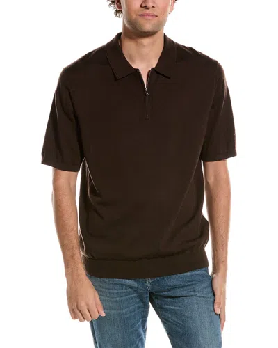 Reiss Maxwell Wool Zip Polo Sweater In Brown